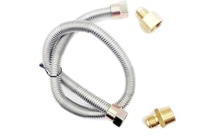 METER STAR Propane fire Pit Whistle Free Gas Flex Line for Fire Pit and Fireplace - Stainless Steel (24" Long) 1/2" NPT Male x 1/2" NPT Female Corrugated Pipe