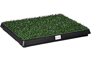 PawHut Toilette per Cani Lavabile con Prato Sintetico per Interno ed Esterno, Lettiera per Cani e Cuccioli, WC per Gatti e Animali Domestici con Vassoio Inferiore e Erba, 51x63 cm