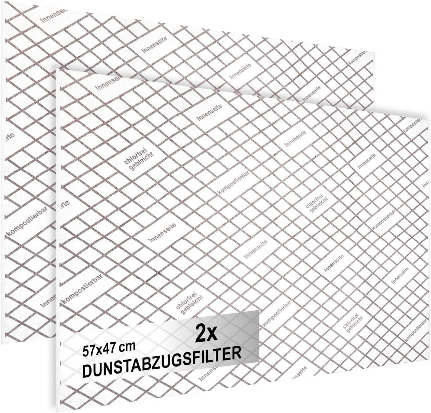COM-FOUR® Filtro extractor 2x para campana extractora con alto rendimiento de filtrado - Filtro plano universal de 1 mm, recortable a medida con indicador de saturación (Con indicador - 2 piezas)