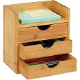 Organiseur De Bureau En Bambou Relaxdays - 5 Compartiments, Dimensions 12,5x32,5x20,5 Cm, Naturel, Pour Rangement Stylos Et Cosmétiques - 8