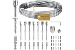 S SMAUTOP Soporte para Plantas Trepadoras en Acero Inoxidable, Sistema Profesional como Juego Completo con Soportes Murales y Cable de Acero de 3 mm (8 Soportes, 12m Cable)