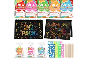 Tigvio mitgebsel kindergeburtstag Kratzbilder für Kinder Set mit 20 Stück Kratzbilder (10*14cm), kindergeburtstag gastgeschenke Kratzbuch Set für Jungen Mädchen Geburtstagstüten Kinder Party-mitgebsel