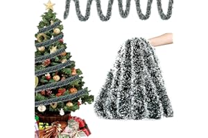 JLTXKST Guirnalda de Navidad, 10 m, adornos para árbol de Navidad, guirnaldas de oropel, guirnaldas de Navidad brillantes, guirnalda de oropel navideña, decoración navideña para interiores y exteriores (C)