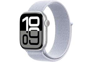 Apple Watch Series 10 GPS Smartwatch con caja de aluminio Plata de 42 mm y Correa Loop deportiva Azul nube - Talla única.Monitor de entreno, app ECG, pantalla Retina siempre activa y neutro en carbono