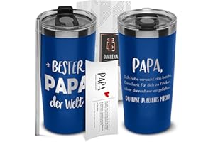 Darlena Thermobecher Bester Papa | Papa Geschenk, Geburtstagsgeschenk | Kaffeebecher to go mit Spruch | Lustige Geschenke für Papa zum Geburtstag, Vatertag oder Weihnachten | 500 ml