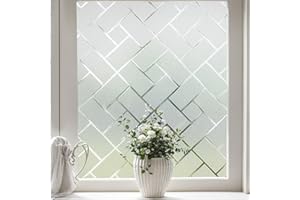 Coavas Window Privacy Film for Frosted Windows: Modern Brick Patterned, Anti UV Obscure Window Films, Self Adhesive Static Cling No Glue Removable, Opaque Frosting Window for Home Office, 60x200cm