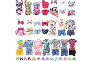 Miunana 25 Doll Clothes Including 5 Bikini Swimsuits 5 Outfit Tops 5 Pants 10 Shoes for 11.5 inch Dolls