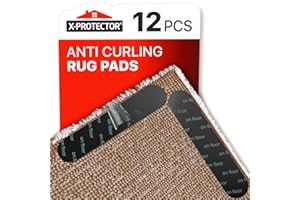 X-Protector 12 Pcs Anti-Curling Carpet Grips - Renewable Gripper Tape - Ideal for All Rugs and Carpets