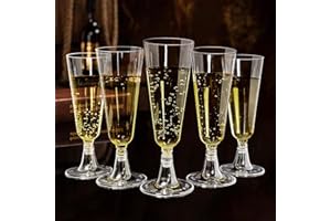 LYLIDIA Calici Plastica 25 Pezzi Flute Plastica Bicchieri Vino 160ml Calice Trasparente Impilabile Calici da Vino Plastica Cocktail Bicchieri Flute da Champagne Riutilizzabili per Feste Natale Picni