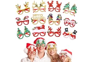 Itoyx Weihnachtsbrillen,12 Stück Partybrillen Set fotobox weihnachtsassesoires weihnachten brille weihnachtsmützen weihnachtsverkleidungen Kinder Partybrillen Lustige Brille für Partydekoration