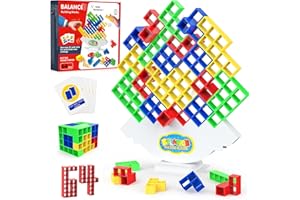 SOOTOUO 64 Piezas Tetra Tetris Tower, Stack Attack Juego Adultos Team Tower Game Balance Blocks Juegos de Mesa Niños Juguetes Montessori Educativos Equilibrio Construcción Apilamiento Regalo para Niños Niñas