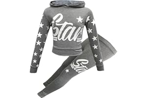 Minx Girls Star Printed Long Sleeve Hooded top & Bottom Set Kids Tracksuit Jogging Set Fashion Outfit Age 7-13 Years