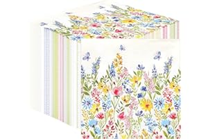 TALKING TABLES Table Kind 100 x Bulk Pack Soft Paper Floral Napkins Disposable White Party Serviettes for Weddings or Everyday Use Eco-Friendly Home Compostable Recyclable Made in EU 2ply 33cm