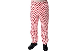 Mcintyre Brand Poly Cotton Chef Trouser, Red and White, Medium
