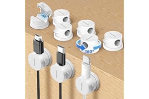 Nearockle Lot De 9 Supports De Câble [OpÉRation À Une Main] Clip De Câble À Rotatif Ressort Autocollant Pour Bureau/Mur, Organiseur De Câbles, Passe-Câble Pour Câble D'alimentation (Noir)