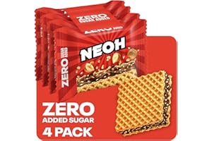 ‎NEOH NEOH Haselnuss-Knusperwaffeln | 1g Zucker, 95 kcal, 21g | Keto-freundlich, Low-Carb, ballaststoffreich | Die neue Alternative zu traditionellen Süßigkeiten | 4 x 21g