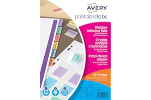 Avery - 5412501 - Sachet de 96 Onglets Autocollants de Couleurs Assorties Personnalisables et imprimables, Format 32 x 13 mm, Impression laser/jet d'encre