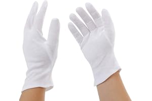 Incutex 2 paires de gants de tissu en coton, blancs, taille M