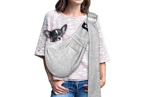CUBY Puppy Dog Carrier, Adjustable Reversible Pet Dog Sling Carrier for Small Medium Dogs Hands-free Sling Cat Carrier Bag Soft Widen Shoulder Strap Double-ring Pouch Shoulder 13lbs(Double-ring Grey)