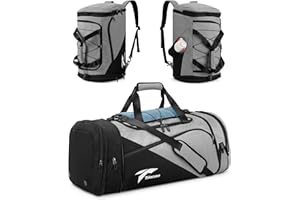 Tolaccea Sporttasche Rucksack für Herren Damen, 45-63L Erweiterbar Sporttaschen Groß mit Schuhfach Nassfach Laptopfach,Reisetasche Trainingstasche für Gym,Reise,Schwimmen,Sauna,fußball(Grau)