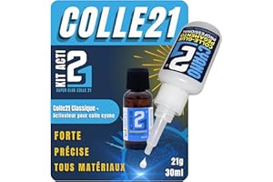 Kit Activateur Liquide pour cyano, 1 Super glue cyano Colle21-21gr + 1 Activateur liquide 30ml -Colle pour le Modélisme, Colle pour le Bricolage