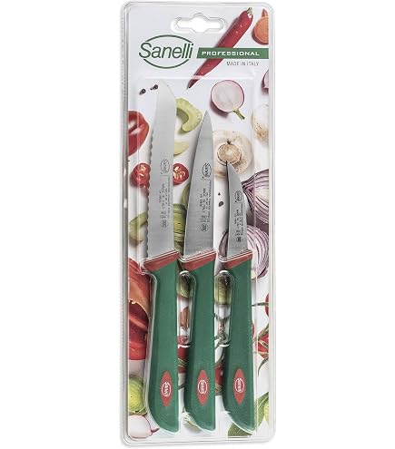 Cuchillo Deshuesador Sanelli Premana Professional De 22 Cm - Hoja De Acero Inoxidable, Color Verde Y Rojo, Para Carnicería