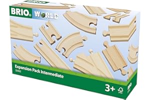 BRIO Bahn 33402 - Mittleres Schienensortiment - 16 Gleise aus Buchenholz für die BRIO Holzeisenbahn - Empfohlen für Kinder ab 3 Jahren
