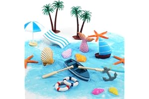 OFFCUP Mini Beach Decorations, 27 Pieces Miniature Decoration, Small Palm Tree Decoration Accessories, Miniature Ornament Set Beach Micro Sheep for DIY Fairy, Garden, Dollhouse Decoration, Birthday