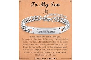 Shuxin Birthday Gifts for Son Brother, Stainless Steel Cuban Link Bracelet for Teenage Boys, Christmas Graduation Presents for Him
