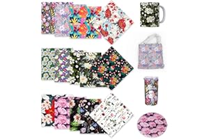 ‎LUCKIGUCK LUCKIGUCK Infusible Transfer Ink Sheets 14 Stück/Set, Vorgedrucktes gefärbtes Sublimationspapier 12"X 12" Eisen auf T-Shirt und Tasse (Tropical Flowers)