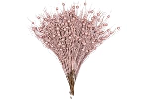 KI Store 20 Stück deko Zweig rosa Gold Weihnachten äste künstlicher weihnachtszweig 45cm mit Glitzer bastelzweige dekozweig Stem Mistelzweig für Weihnachts deko (20, rosa)
