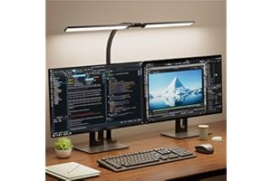 ‎EHAHO Ehaho 2100Lumen Doppelkopf Schreibtischlampe LED Dimmbar | 24W 80CM Schreibtischlampe Led mit 10 Farbtemperatur-Helligkeitsstufen | Tageslichtlampe Schreibtisch Lampe für Arbeit Haus Büro Schlafsaal