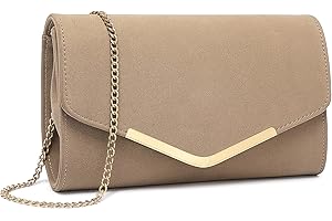 Miss Lulu Pochette Femme en Daim avec Chaîne - Mini Sac à Main de Soirée, Clutch Pratique pour Mariage et Saint-Valentin, Idéal pour Fêtes et Cérémonies