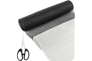 CYZBL Uniwersalna Mata Antypoślizgowa PCW, 30 x 120 cm, 2 sztuki, Siatkowa, Antracytowa, Podkładka Pod Dywan i Szuflad, Z Nożyczkami