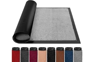 BLADO Door Mats Indoor Outdoor Heavy Duty Dirt Trapper - Non Slip Washable Door Mat with Rubber Backing Super Absorbent Floor Mat for Home, Offices (40cm x 60cm, Grey Et)