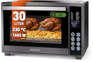 ‎HEINRICH´S Heinrich´s Multibackofen, Minibackofen mit 30L Volumen, mit Umluft, inkl. 8h Timer, Innenraumbeleuchtung, einstellbar zwischen 100-230 °C, mit Touch-Bedienung, inkl. Zubehör, schwarz, 1600W