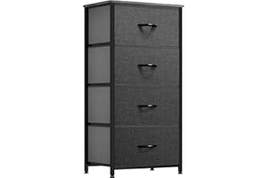 ‎YITAHOME YITAHOME Kommode mit Schubladen, Schrank mit 4 Schubladen aus Stoff, Aufbewahrungskommode Industrial Stil für Schlafzimmer, Wohnzimmer, Kinderzimmer, Flur, Aufbewahrungsschrank (Schwarzgrau)