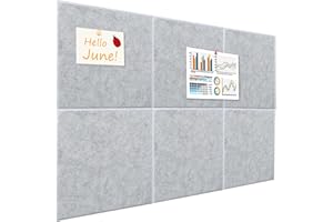 Okydoky Tablón de anuncios de fieltro autoadhesivo, 90 x 60 cm, 6 unidades de 30 x 30 cm, azulejos de cerámica, tablones de corcho, tableros de fieltro para decoración de pared (GY-3030, 6 unidades)