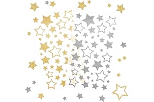 Kesote 252x Sticker Stern Aufkleber Glitzer Gold Etiketten Silber Selbstklebend zum Basteln für Weihnachten Deko Geschenk