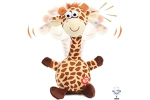 Hopearl Mówiąca żyrafa powtarza to, co mówisz, potrząsająca głowa, elektryczna interaktywna animowana zabawka, mówiący pluszowy kumpel na urodziny dla małych dzieci, 24 cm (żyrafa)