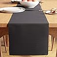 Encasa XO Dining Table Runner | Yarn Dyed Fine Ribbed Cotton | Size 32x150 cm | Solid Grey | Machine Washable