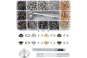 HAFEEHOO 400 Pezzi Occhiello Strumento Kit, Occhielli Occhiellatrice, Metallo Strumento Installazione Dell'Occhiello, Occhielli Grommet Rondelle per Tela Cerata, Tessuto, Tende, 4 Colori
