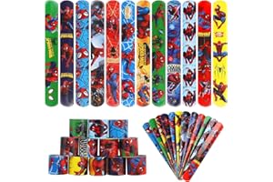 KAIMIRUI 24 Pezzi spiderr-man Braccialetti Slap per Bambini , spiderr-man Bracciali a Scatto,Bracciali Slap Bambini Regalo Compleanno,Bracelets Gadget a Scatto ,festa di compleanno di ragazze e ragazzi
