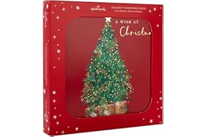 Hallmark Biglietti di Natale, confezione multipla, confezione da 16, 2 disegni, albero di Natale e ghirlanda, biglietti di Natale di beneficenza, con buste