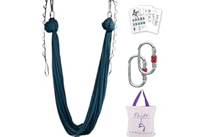 F.LIFE Aerial Yoga Hammock 5.5 yards Premium Aerial Silk Fabric Yoga Swing for Antigravity Yoga Inversion Include Daisy Chain ,Carabiner and Pose Guide