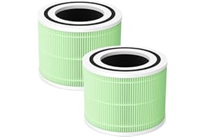 ISINLIVE 2 Pack Core 300S Replacement Filter Compatible with LEVOIT Core 300 and Core 300S Air Purifier, 3-in-1 HEPA with High Efficiency Core 300 Filter Replacement, Green