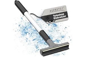 ‎AUPROTEC AUPROTEC Eiskratzer Messingklinge mit Alu Teleskopstange/Langer Eiskratzer mit Gummilippe/Eiskratzer Langer Stiel/Scheibenkratzer Auto/Schneekratzer Auto/Eisschaber Auto – Grau