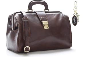 DD FIRENZE D&D - Borsa medico Minimal con Tracolla e Portachiavi in pelle abbinato - Made in Italy