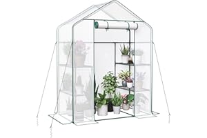 UDPATIO Foliengewächshaus Gewächshaus 143x73x195cm,Treibhaus Begehbar 6 Regale mit Bodenhaken, halbtransparente Tomatengewächshaus, Plane wasserdicht wetterfest Mehrzwecktreibhaus Pflanzenhaus