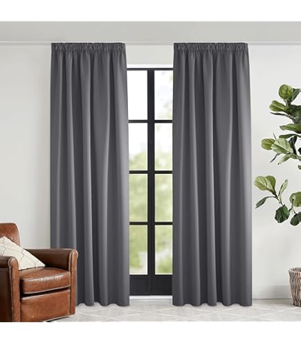 Runyéla 100% verduisteringsgordijnen, thermische gordijnen, koudebescherming, gordijnen met plooiband, 260 x 140 cm (h x b), set van 2, linnenlook